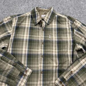 Carhartt Shirt Mens Medium Green Plaid Relaxed Fit Button Front Long Sleeve